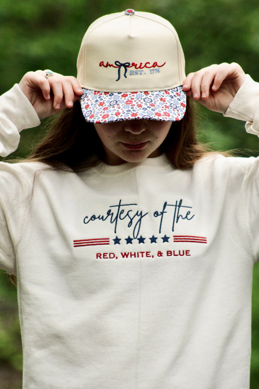 America EST. 1776 Floral Brim Hat