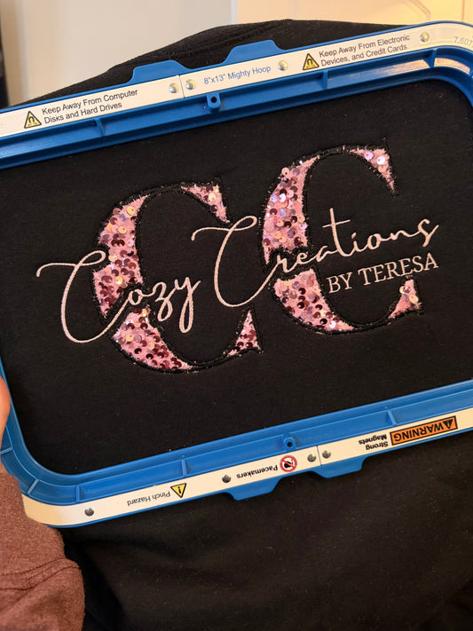 Cozy Creations by Teresa Sequin Logo Crewneck