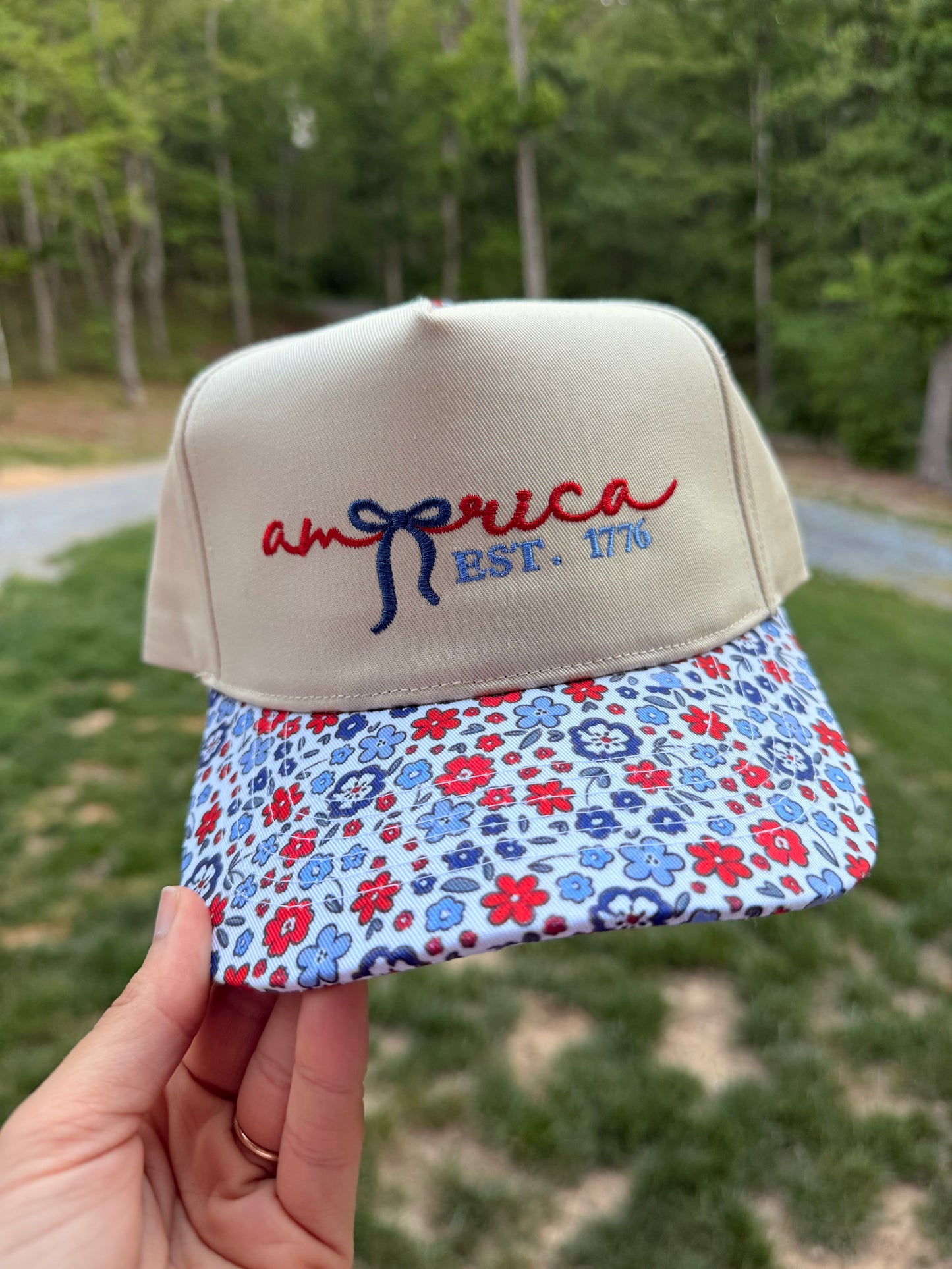 America EST. 1776 Floral Brim Hat