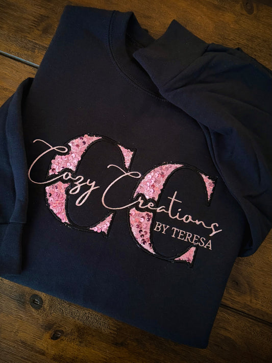 Cozy Creations by Teresa Sequin Logo Crewneck
