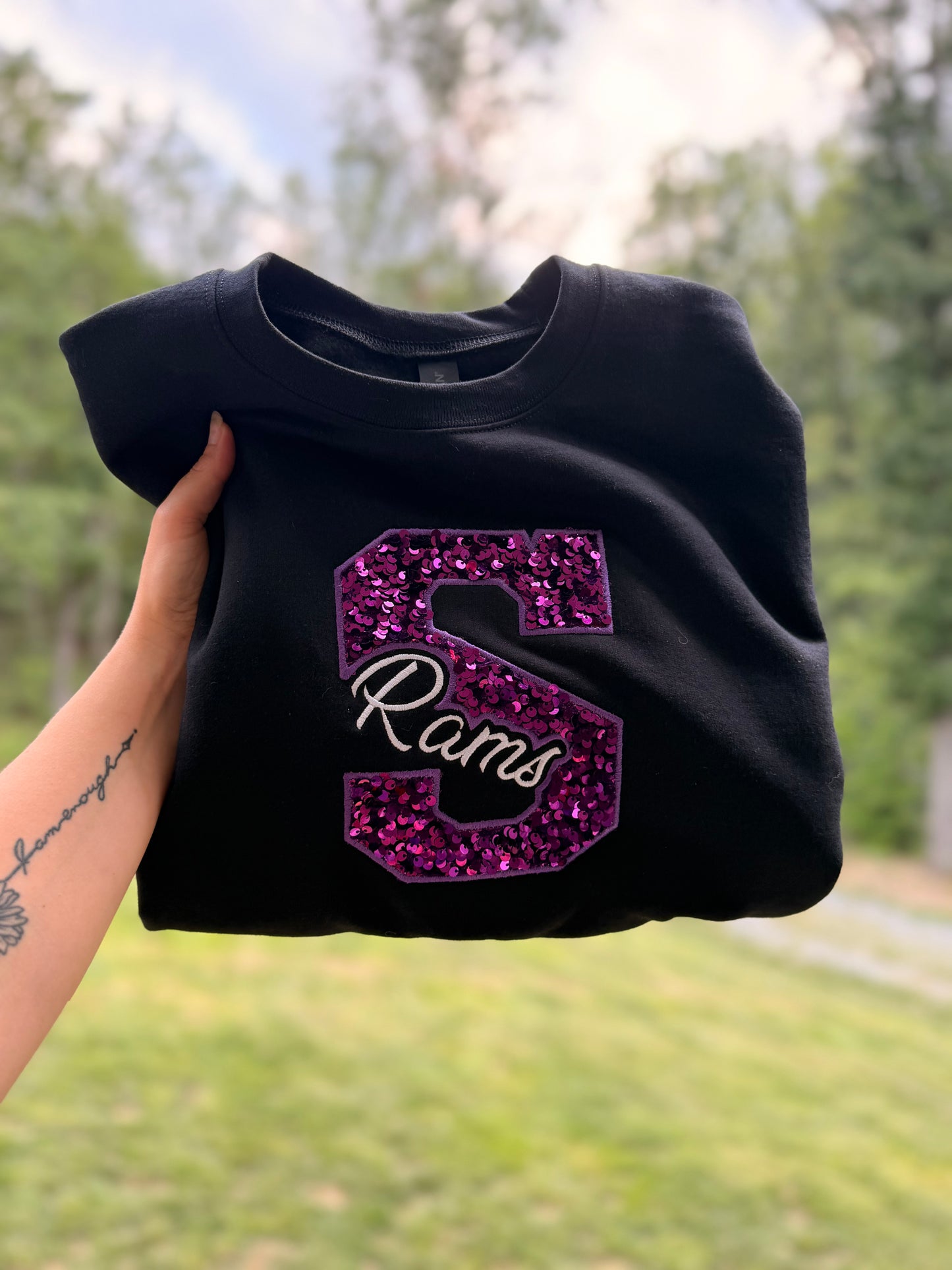 Sequin Appliqué Rams Crewneck
