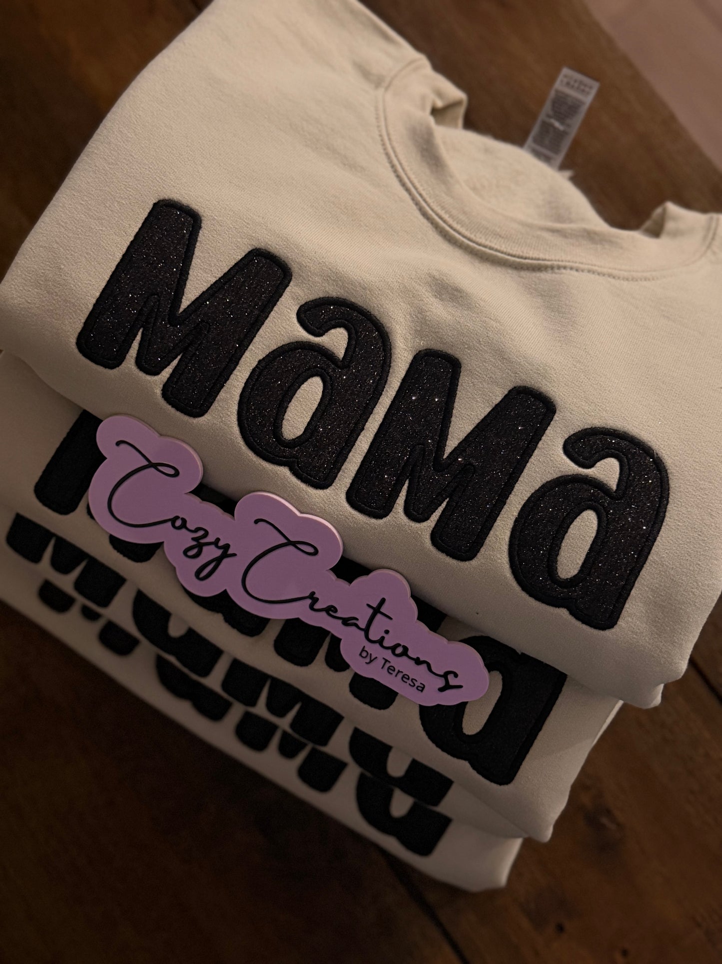 MAMA Glitter Appliqué Crewneck