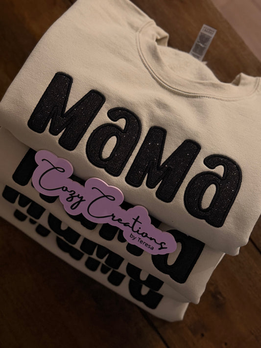 MAMA Glitter Appliqué Crewneck