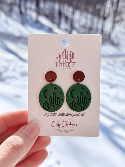 Cactus Dangle with Wooden Stud