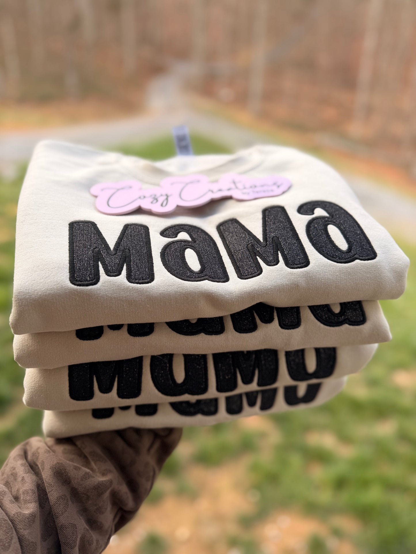 MAMA Glitter Appliqué Crewneck