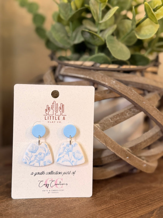 Blue Floral Dangles