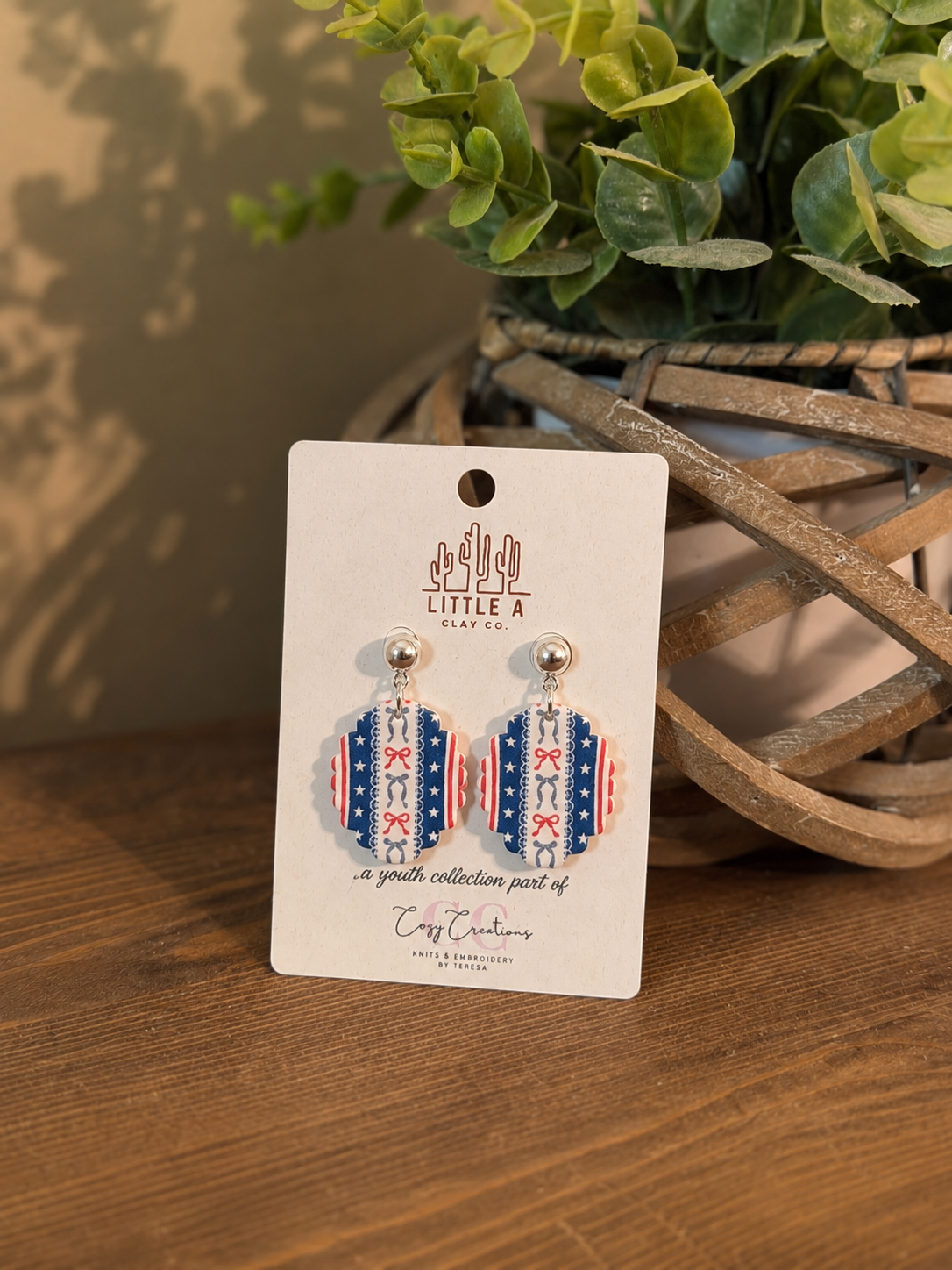 Stripes & Bows Dangle Earrings