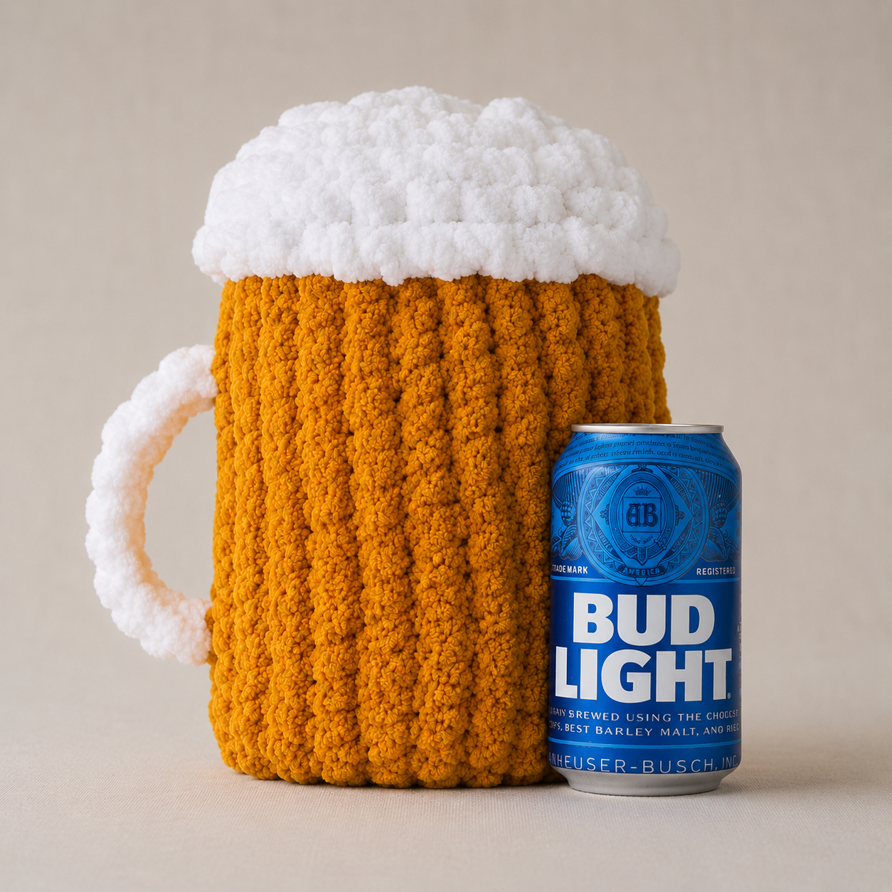Hand Knit Beer Mug Pillow