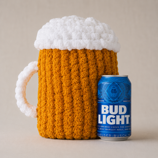 Hand Knit Beer Mug Pillow