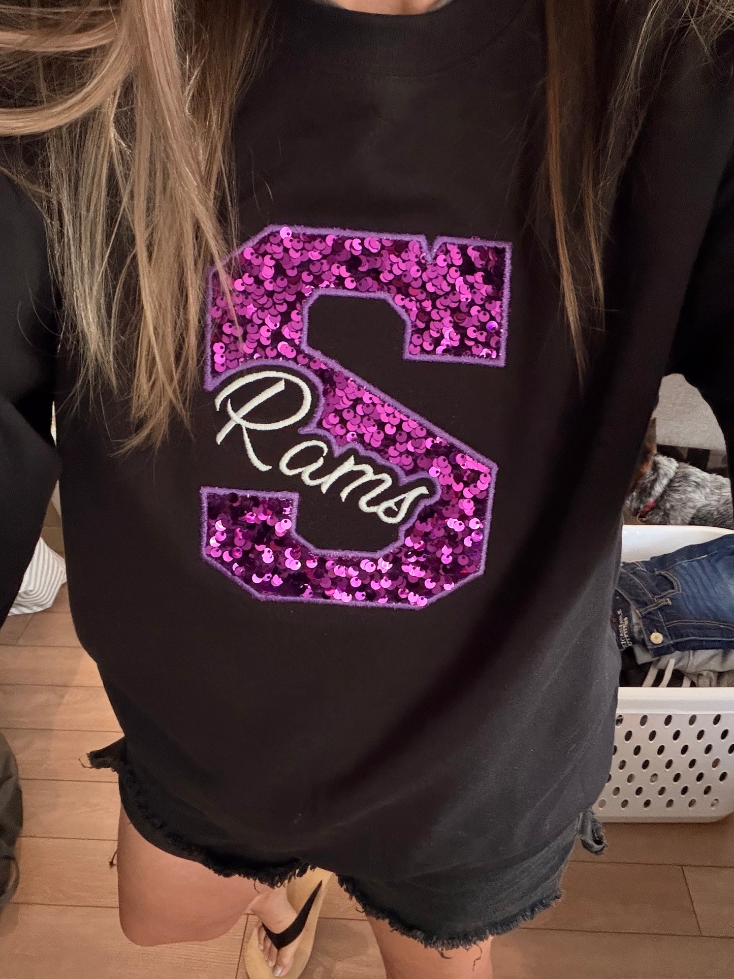 Sequin Appliqué Rams Crewneck