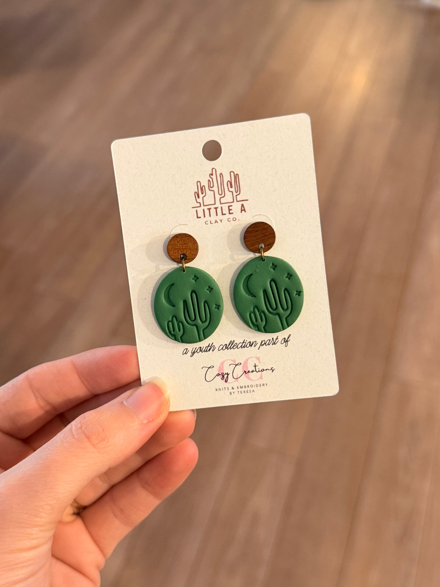 Cactus Dangle with Wooden Stud