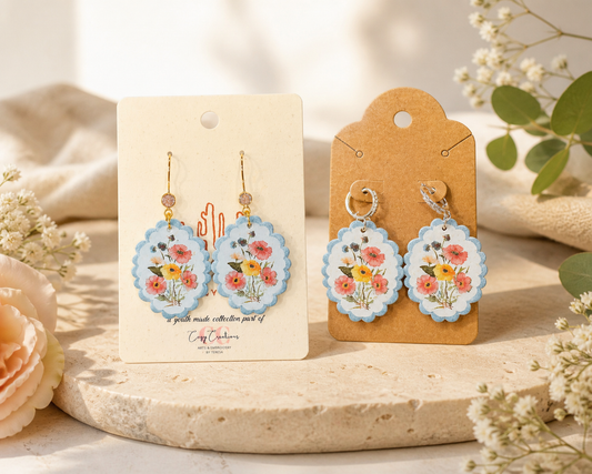 Floral Scalloped Dangle Earrings