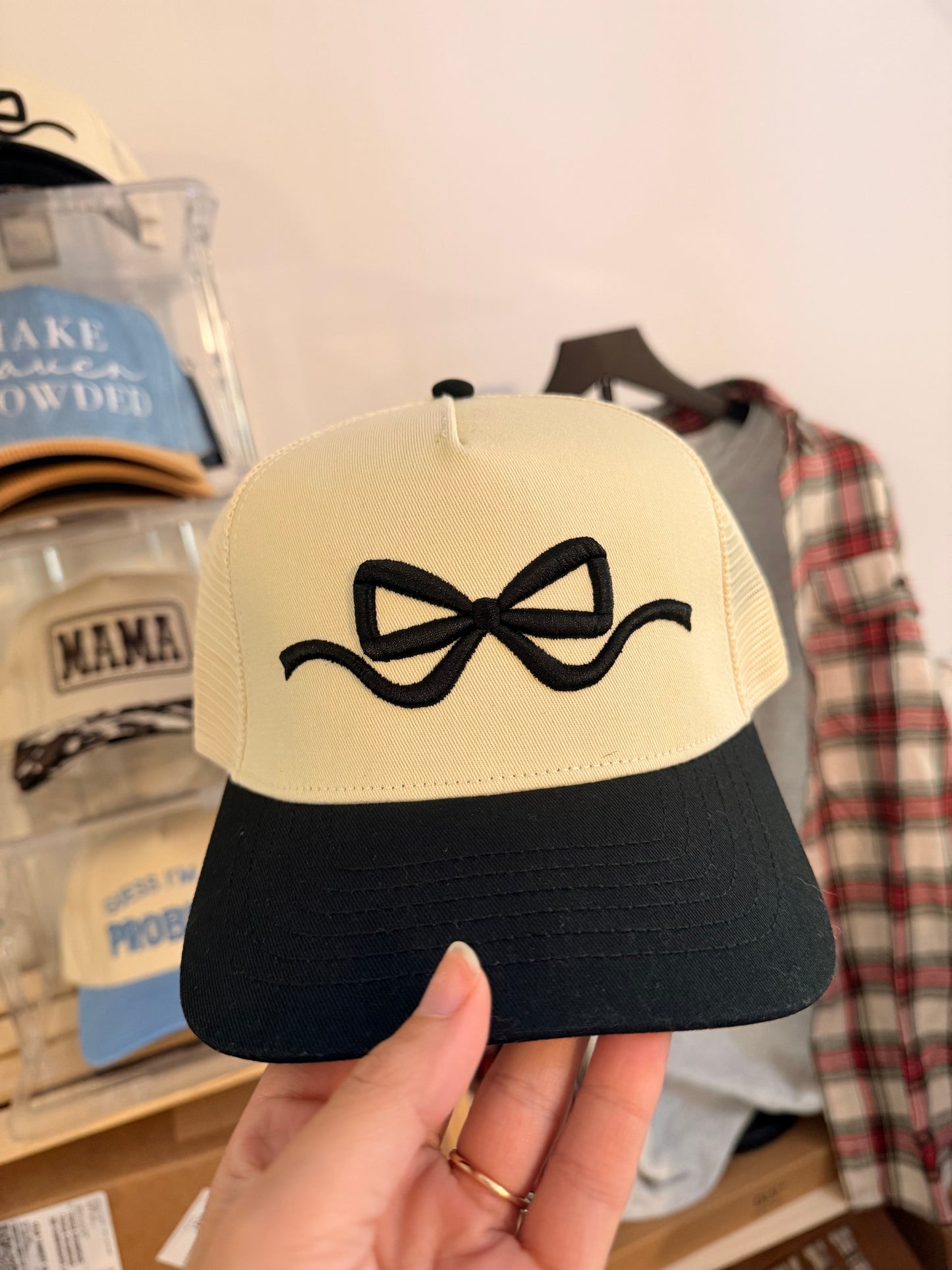 Puff Embroidered Bow Hat