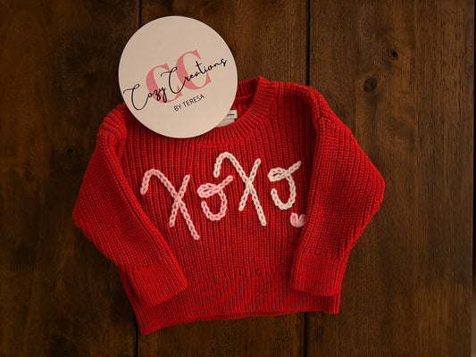 XOXO Hand Embroidered Toddler Sweater