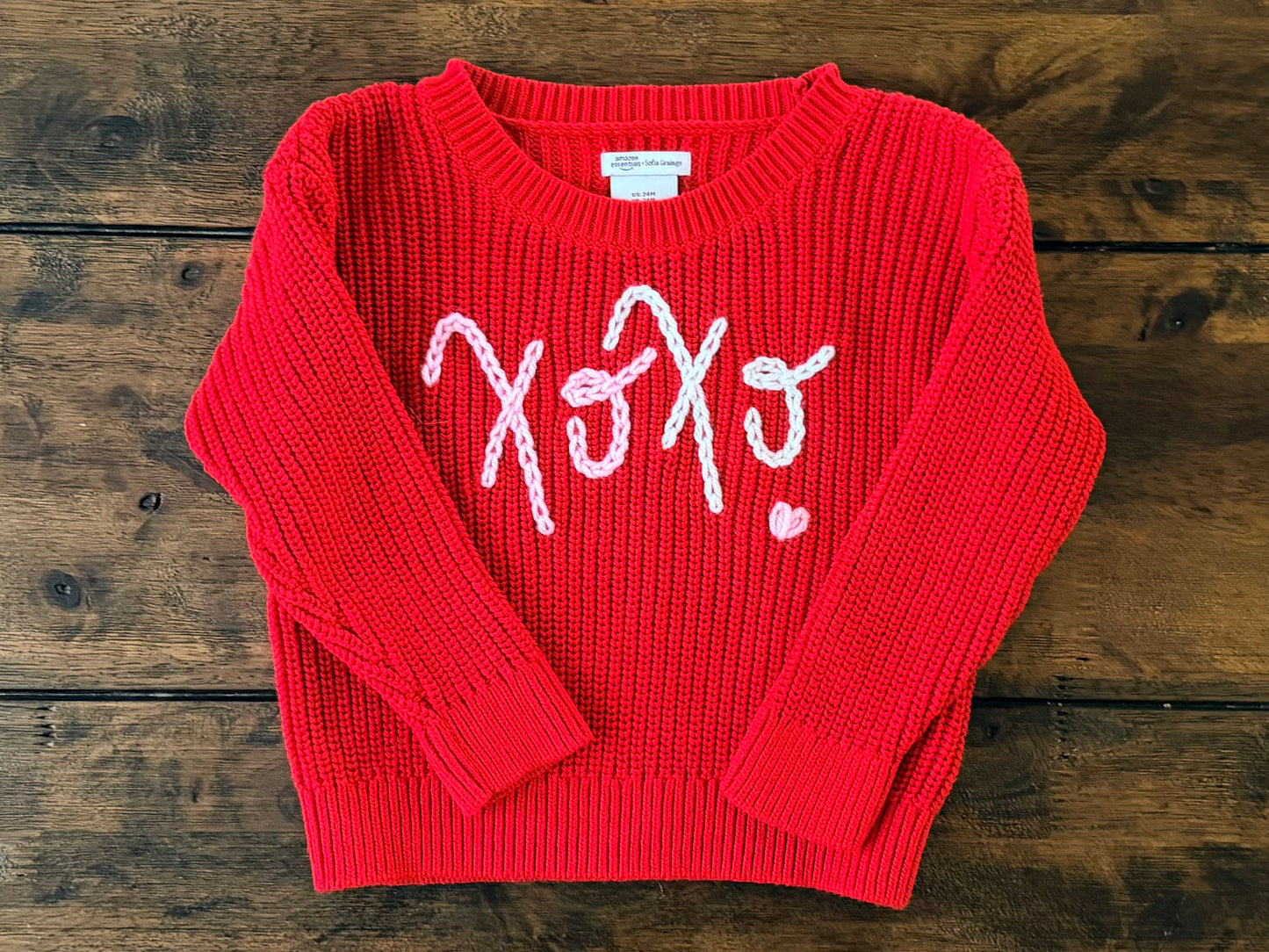 XOXO Hand Embroidered Toddler Sweater