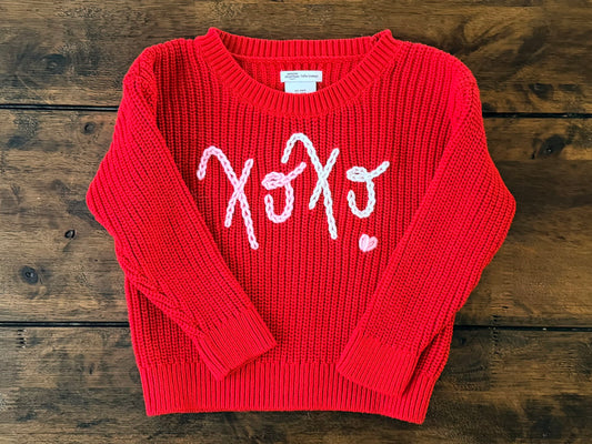 XOXO Hand Embroidered Toddler Sweater